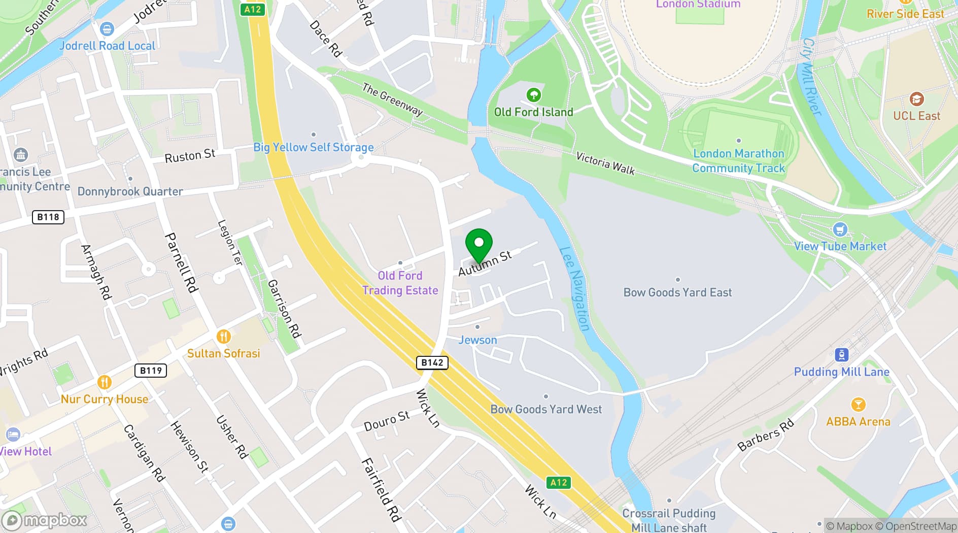 Map showing Autumn street studios E3