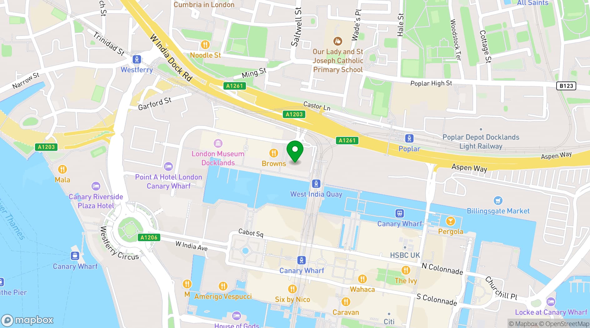 Map showing Manhattan Grill