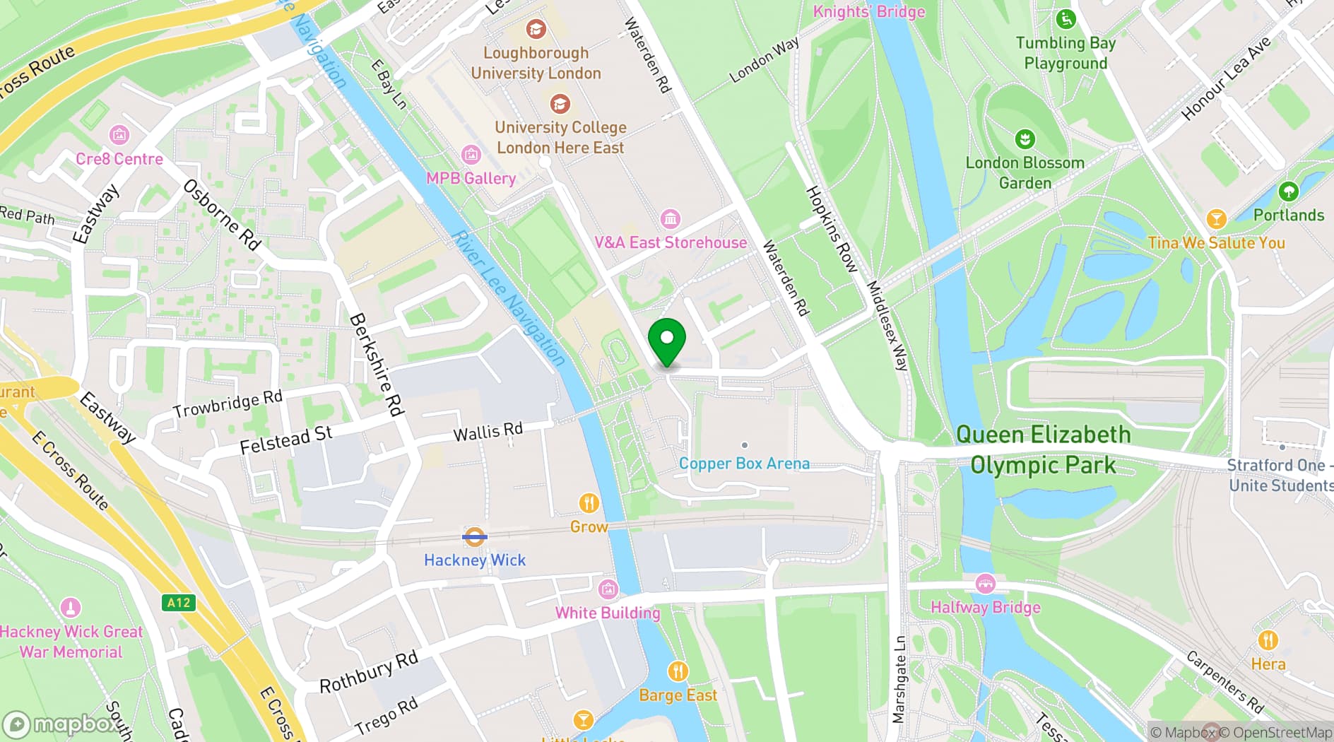 Map showing Hackney Bridge