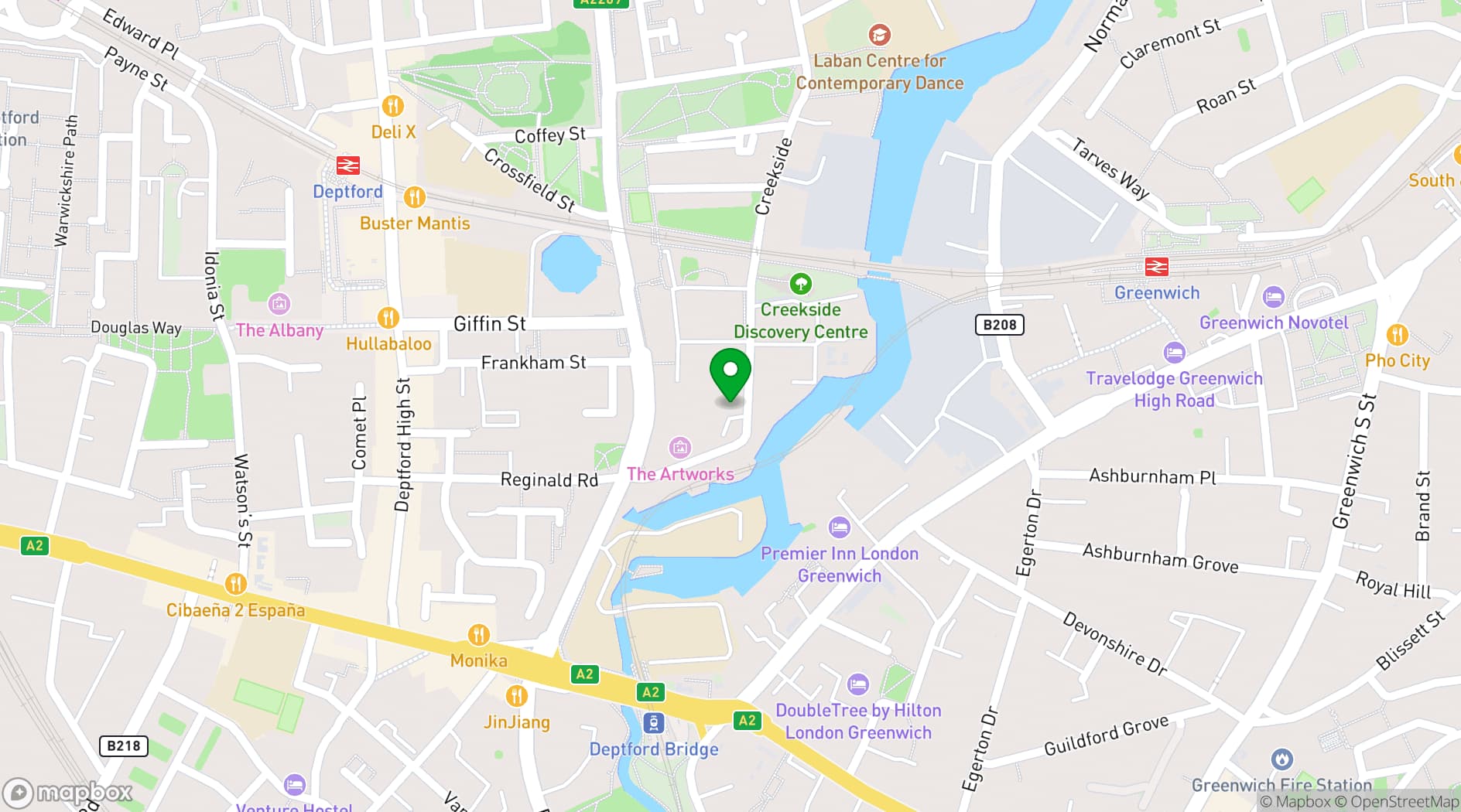 Map showing Art Hub Gallery