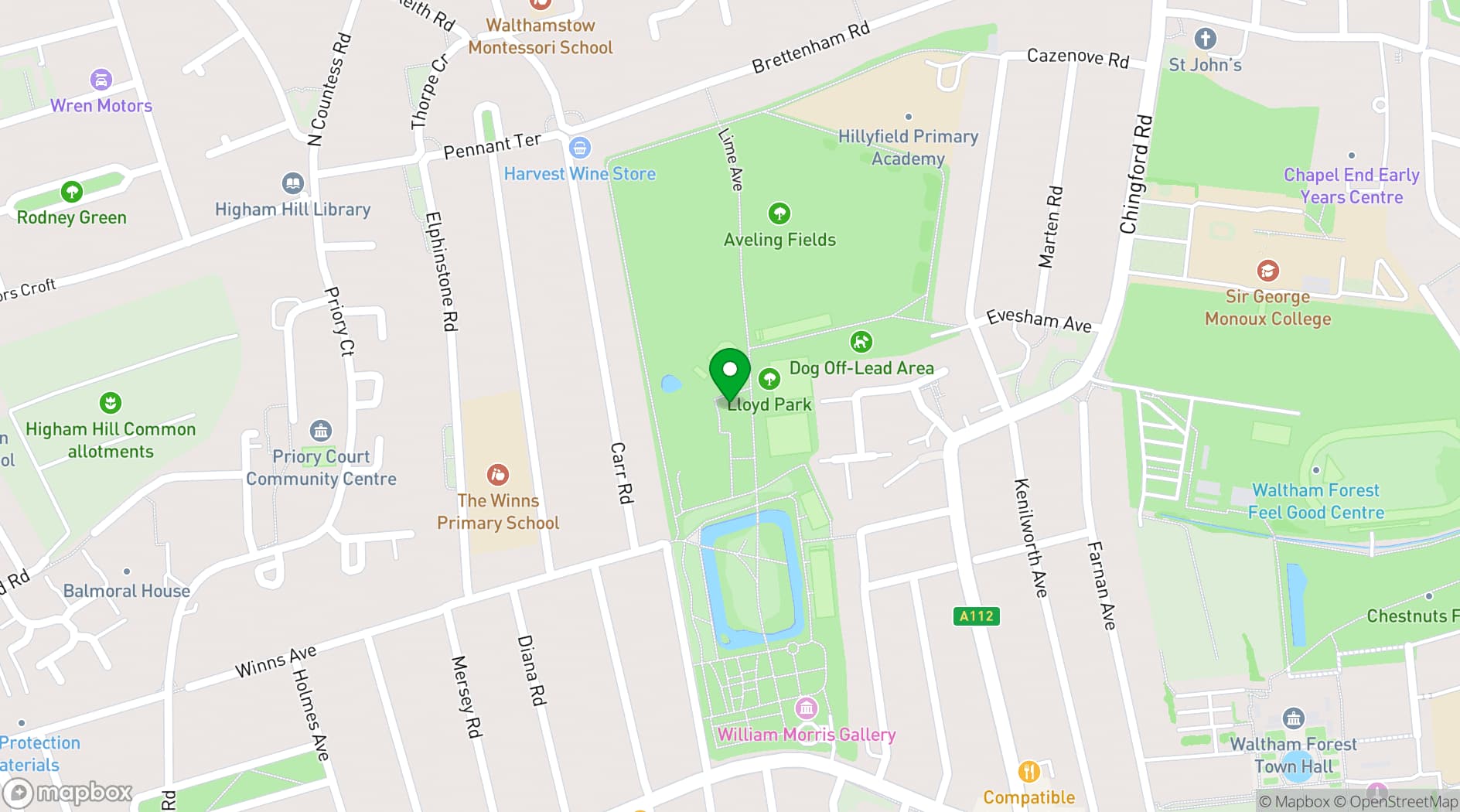 Map showing Winn's Gallery