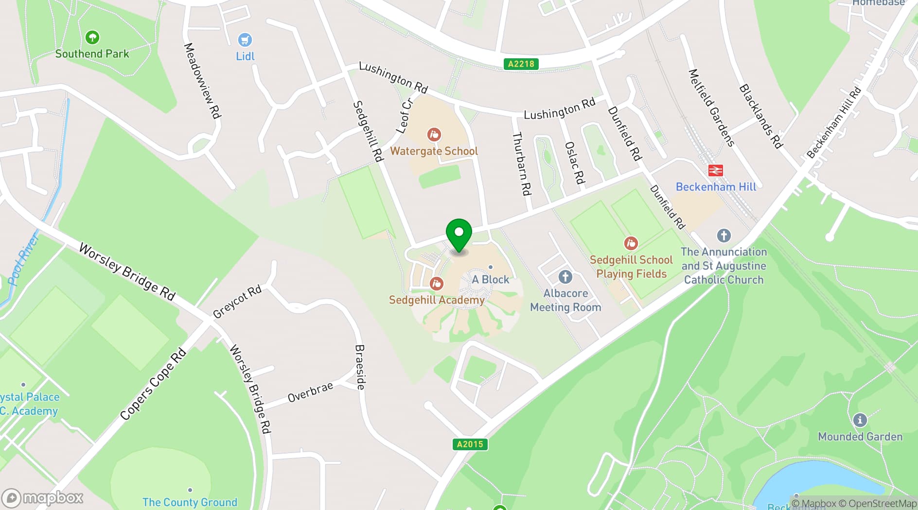 Map showing Sedgehill Academy