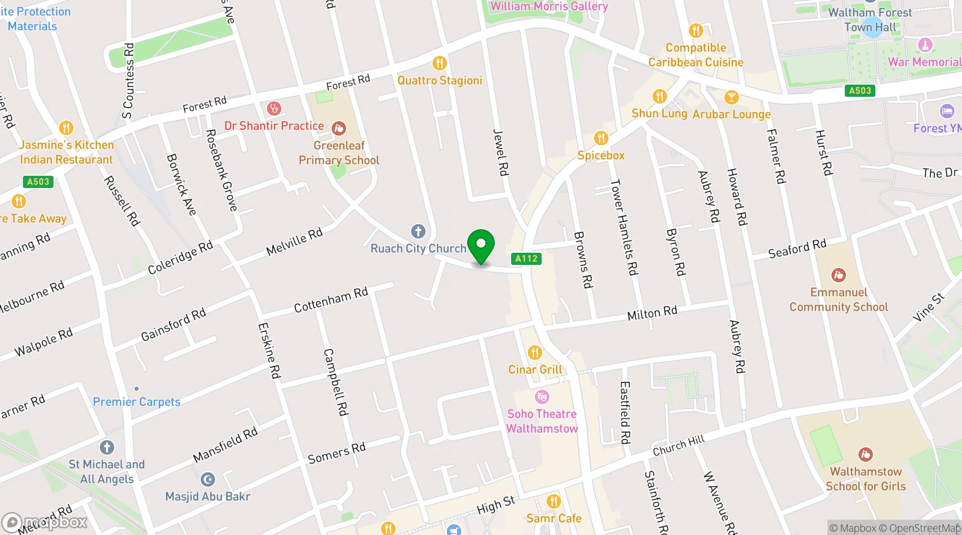 Map showing William Morris Community Center