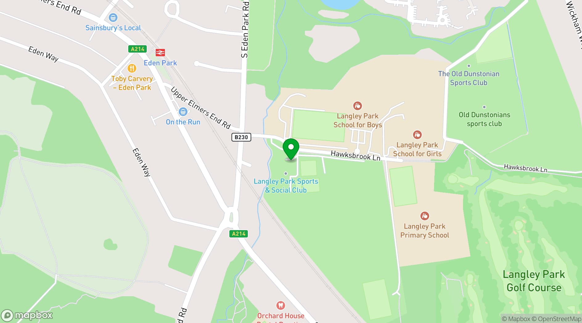 Map showing Club Langley