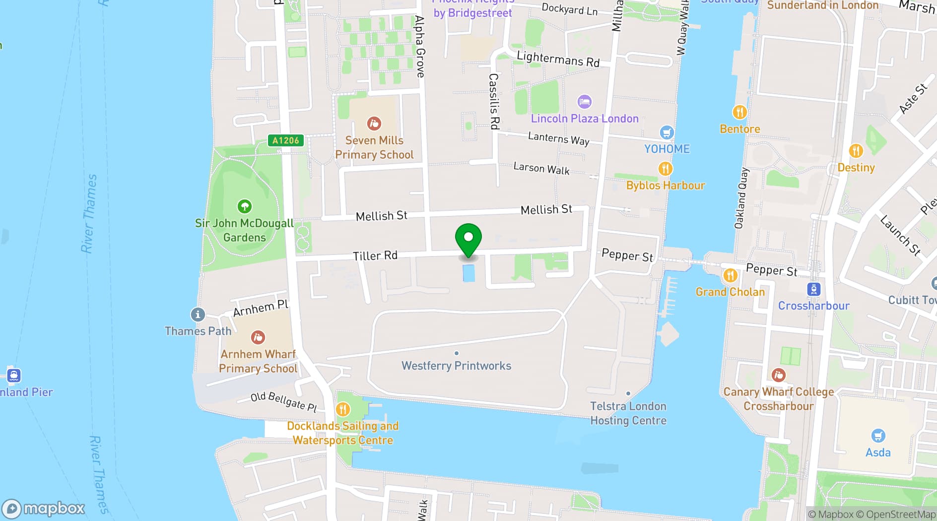 Map showing Tiller Centre