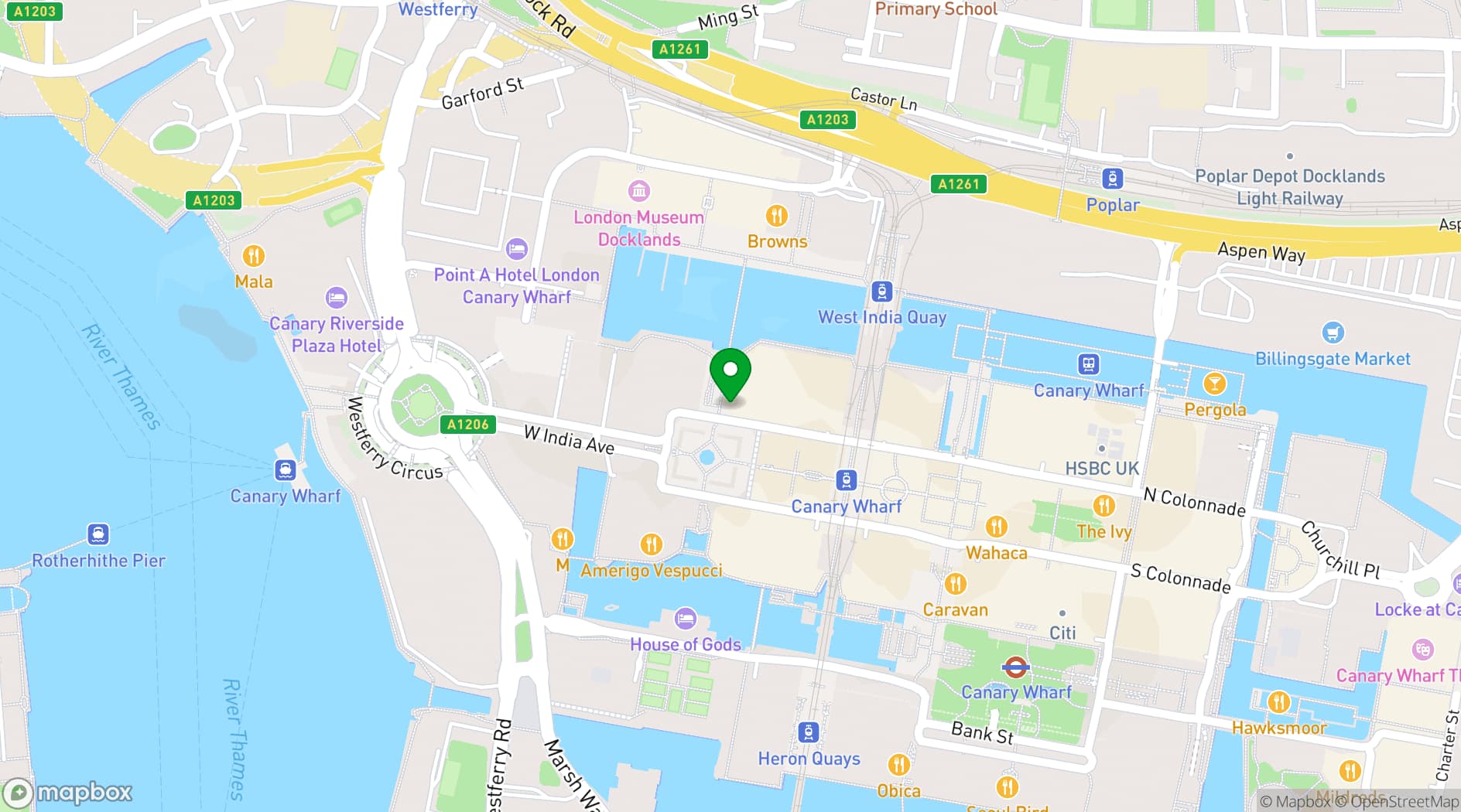 Map showing Ibérica Canary Wharf