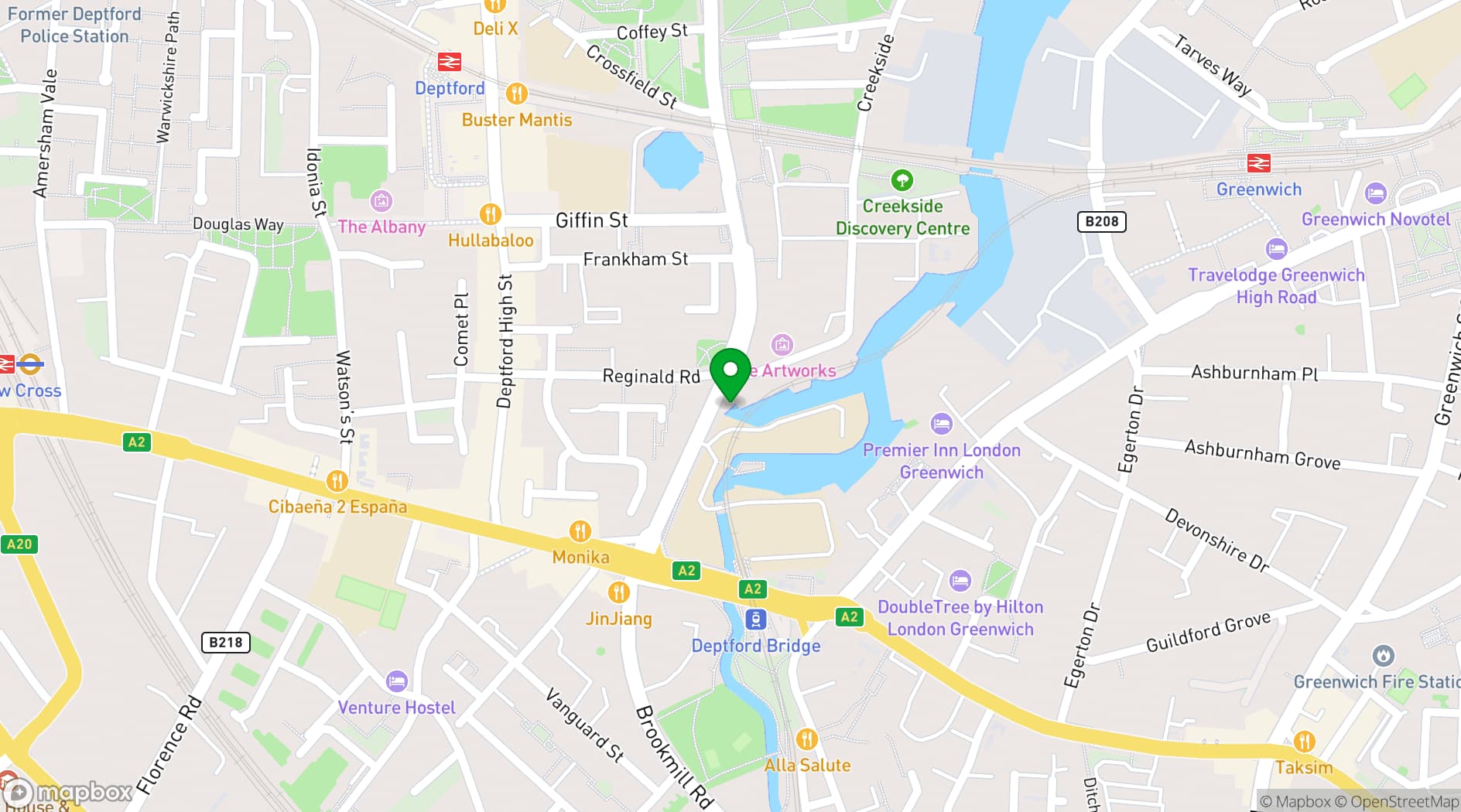 Map showing The Deptford Bus