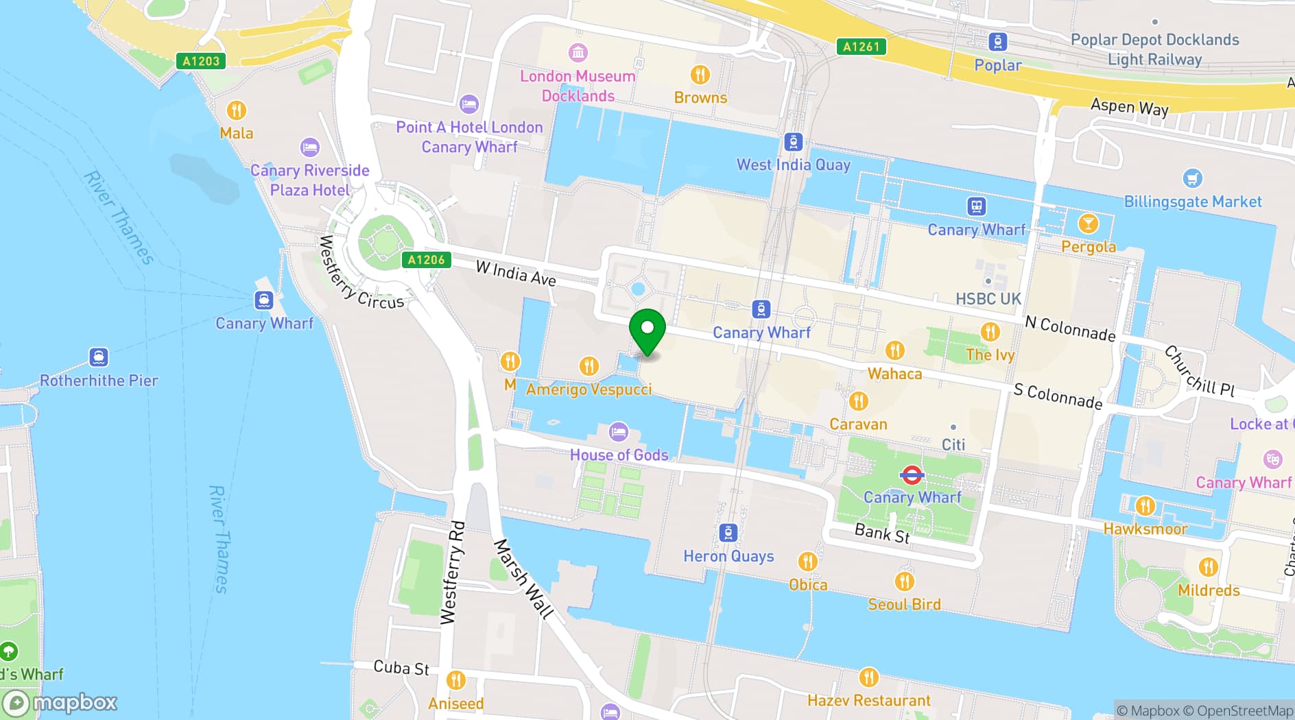 Map showing Humble Grape Canary Wharf