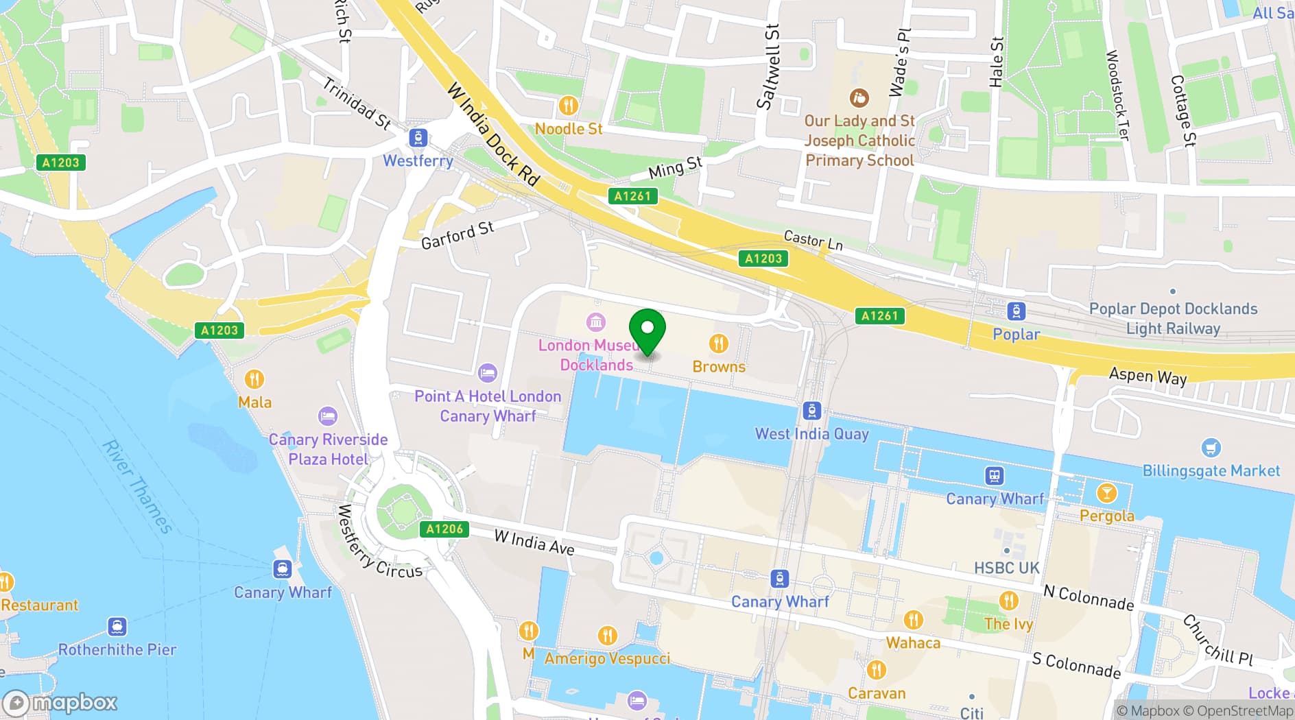 Map showing COCO Restaurants