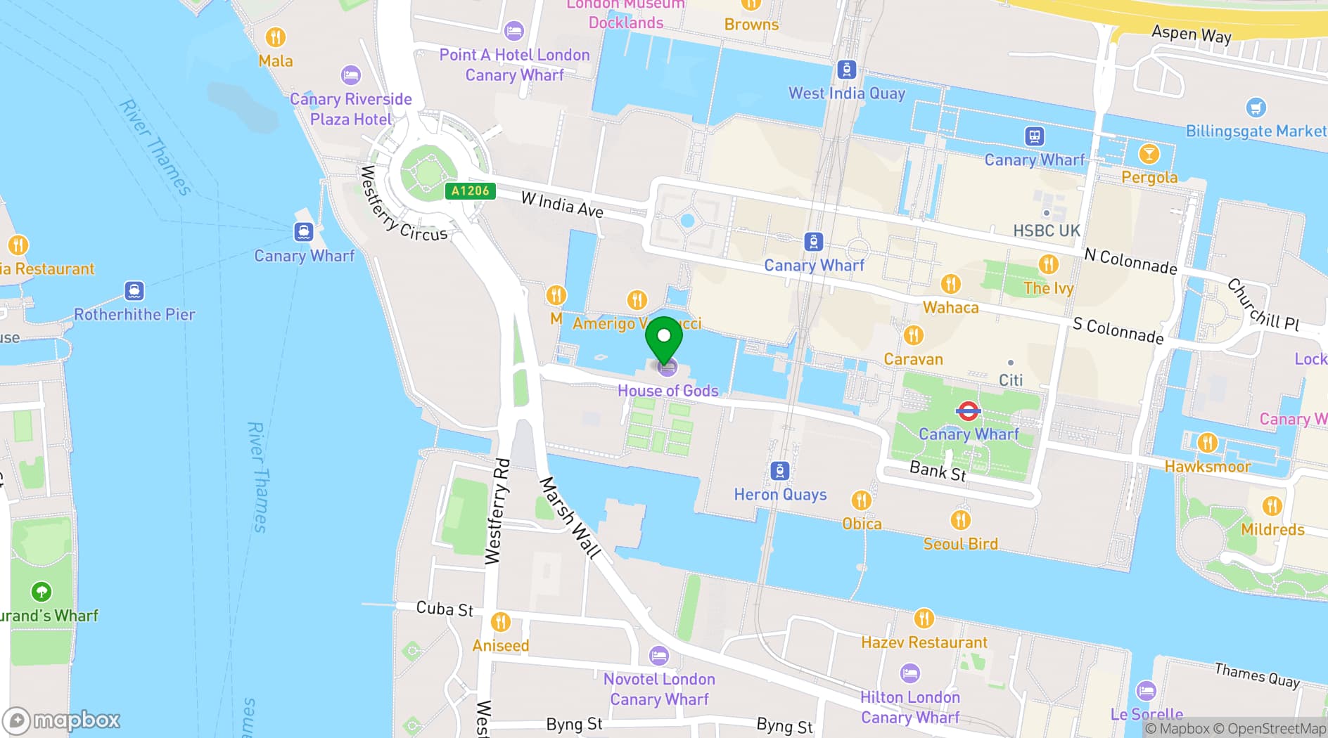 Map showing Landing Canary Wharf