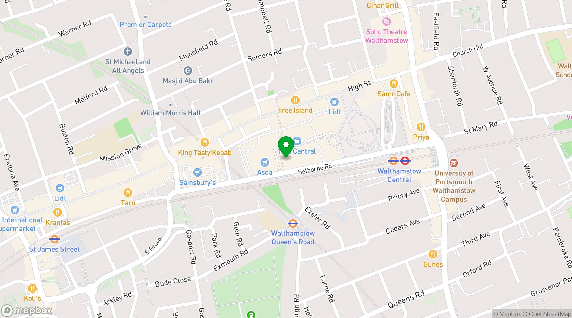 Map showing Food Hall @17&Central