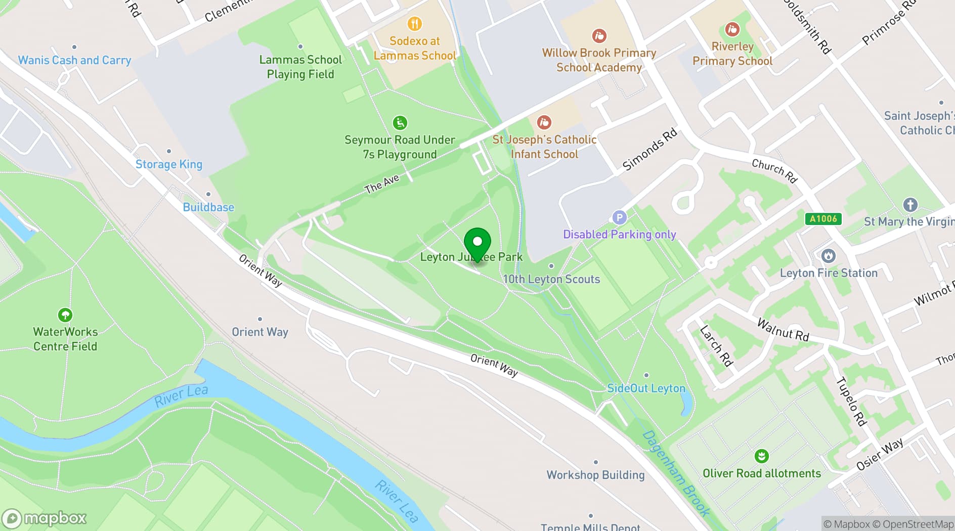 Map showing Leyton Jubilee Park