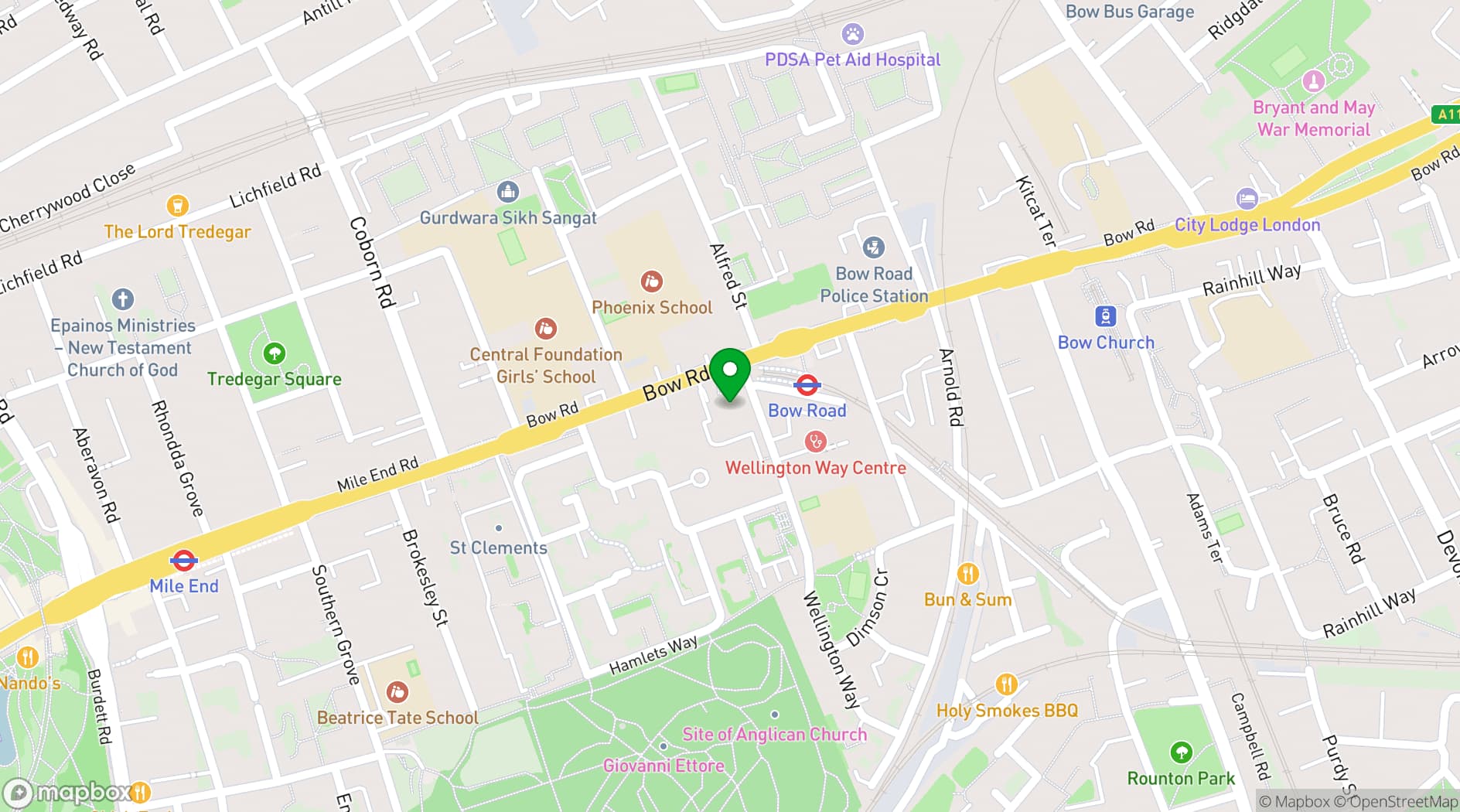 Map showing Engine Rooms Studios