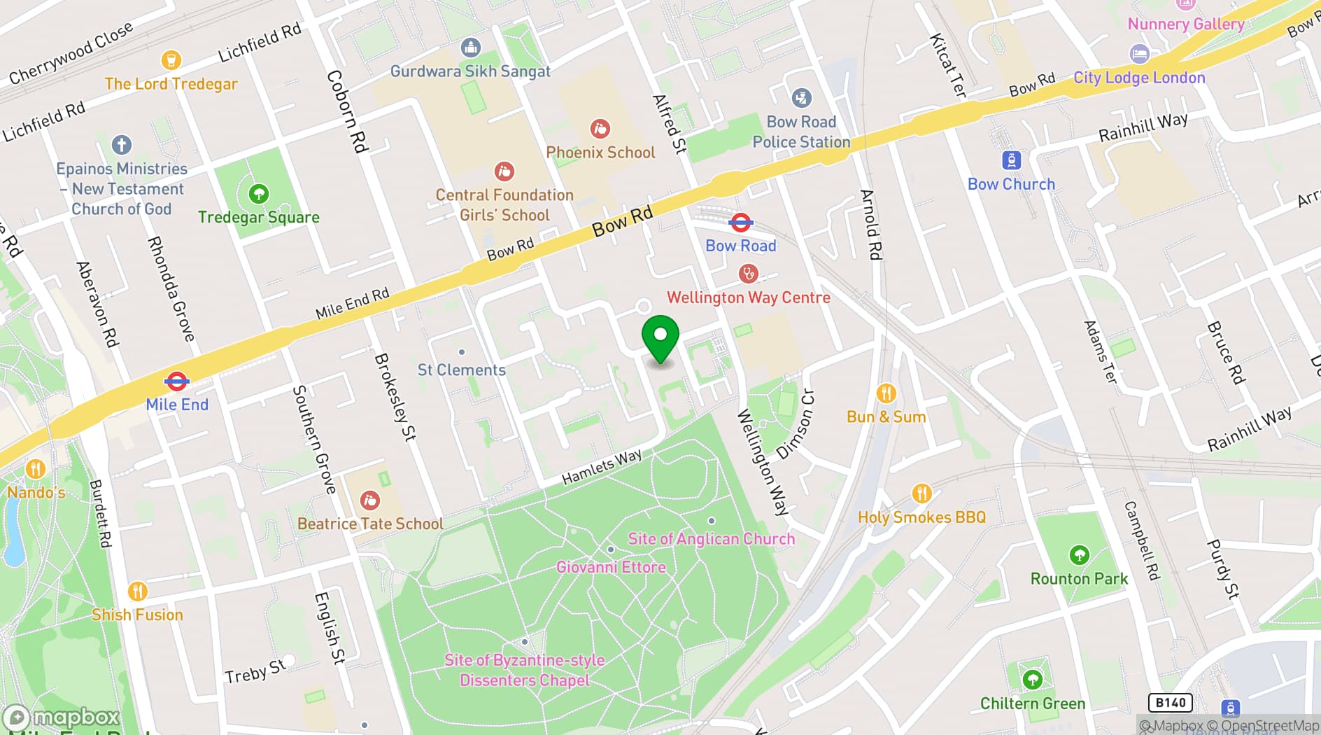 Map showing Bernie Cameron Community Centre