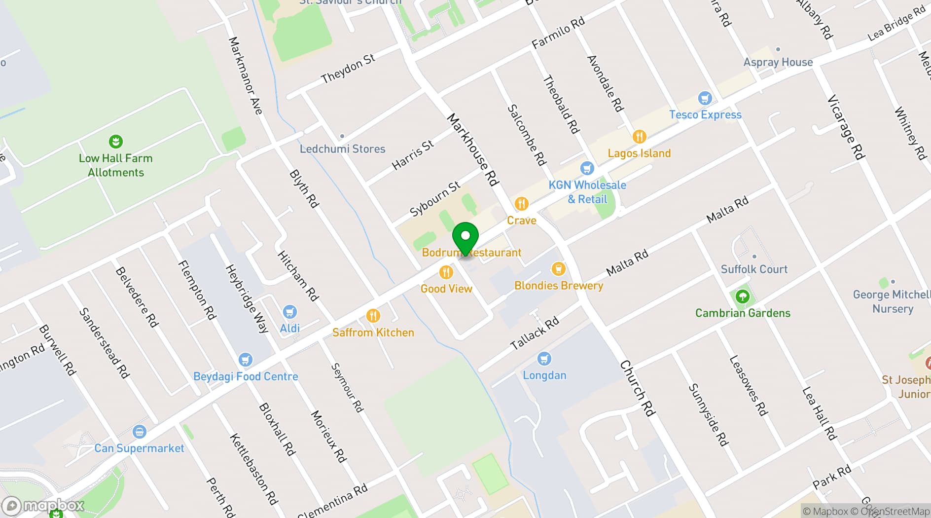 Map showing The Spot