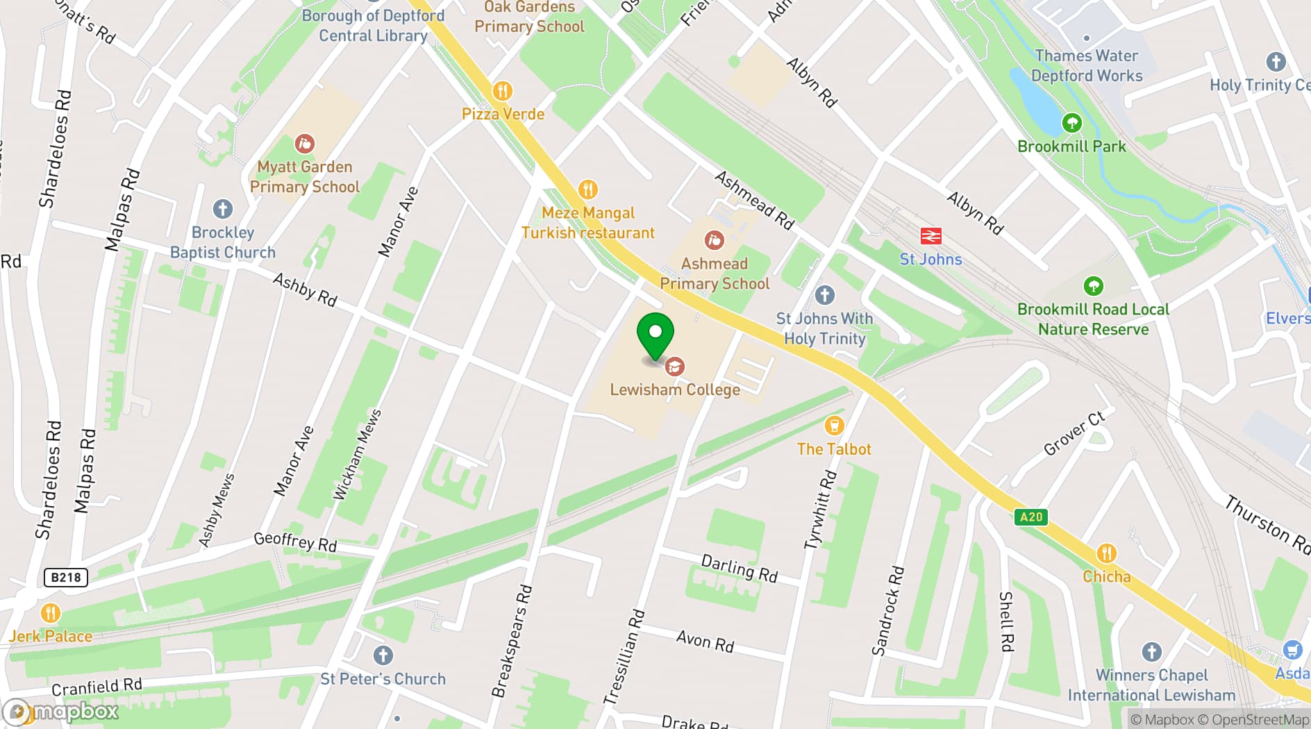 Map showing Lewisham College