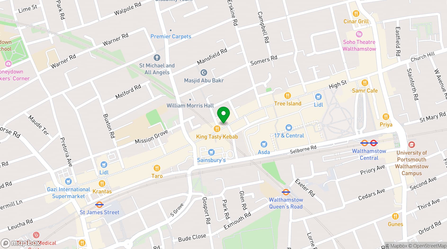 Map showing The Chequers