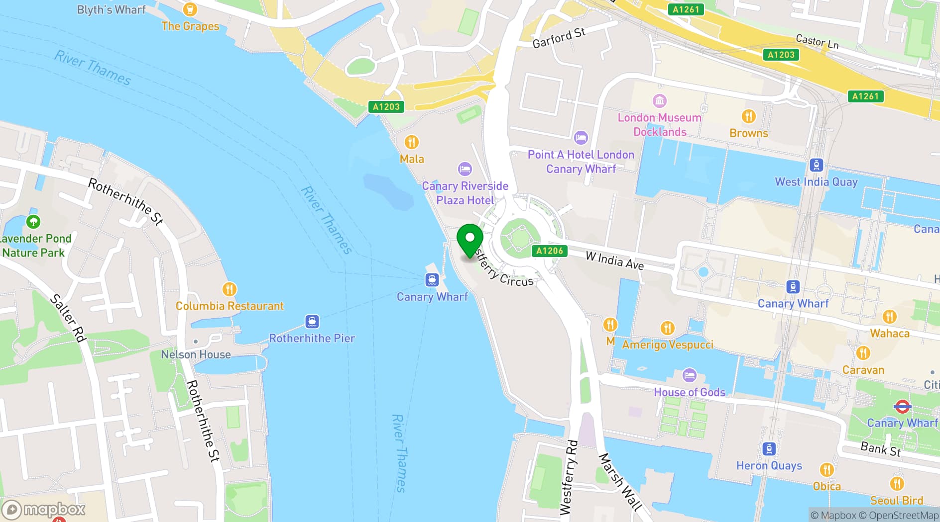Map showing Canary Wharf (Gaucho)