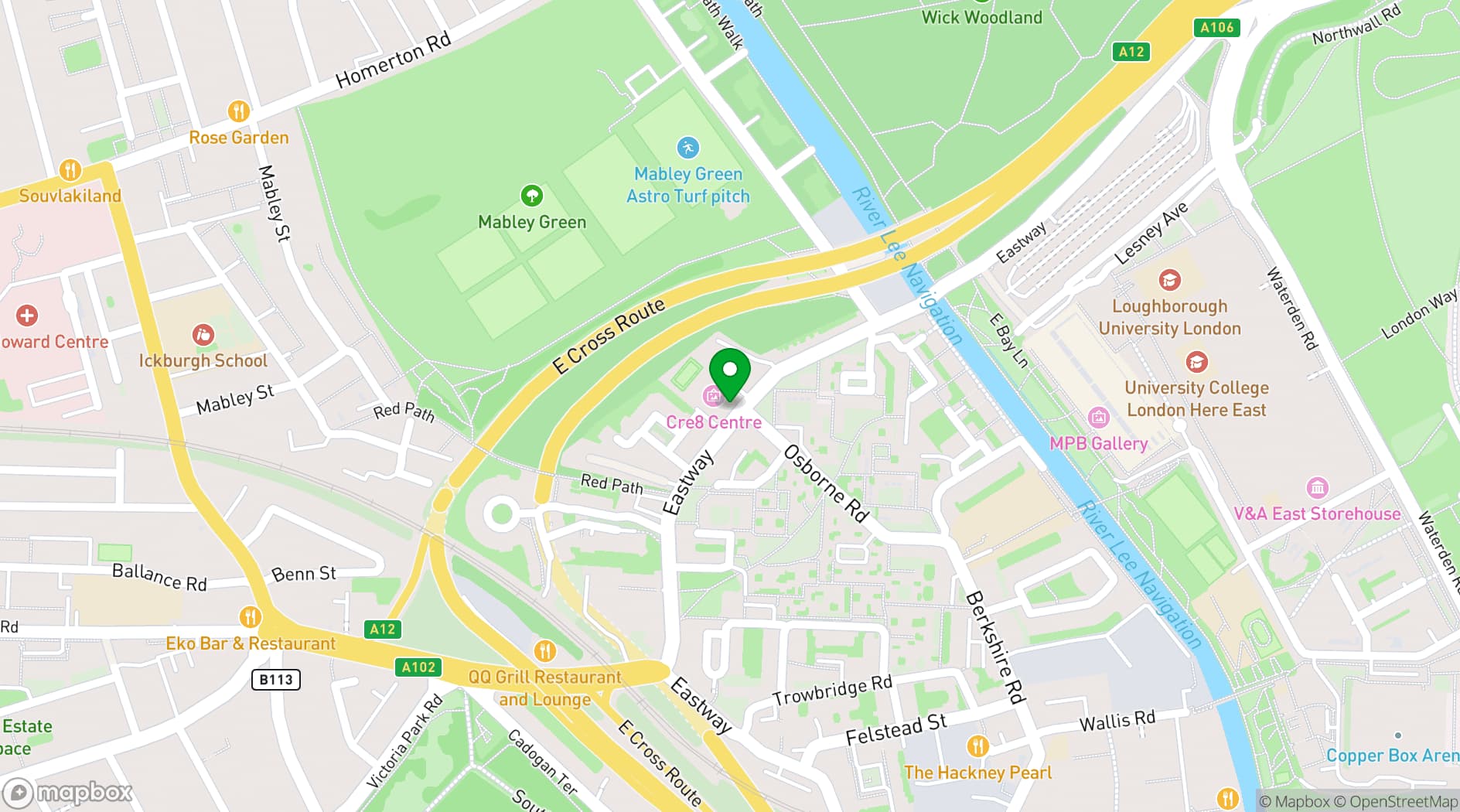 Map showing Eastway Baths