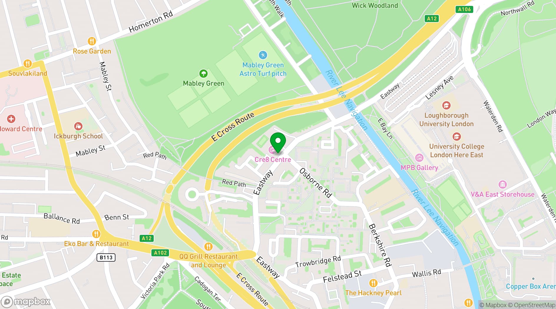 Map showing Cre8 Studio London