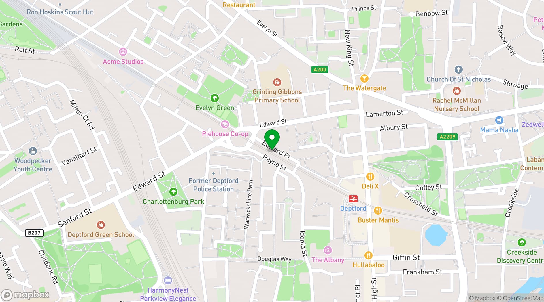 Map showing South London Kitchen