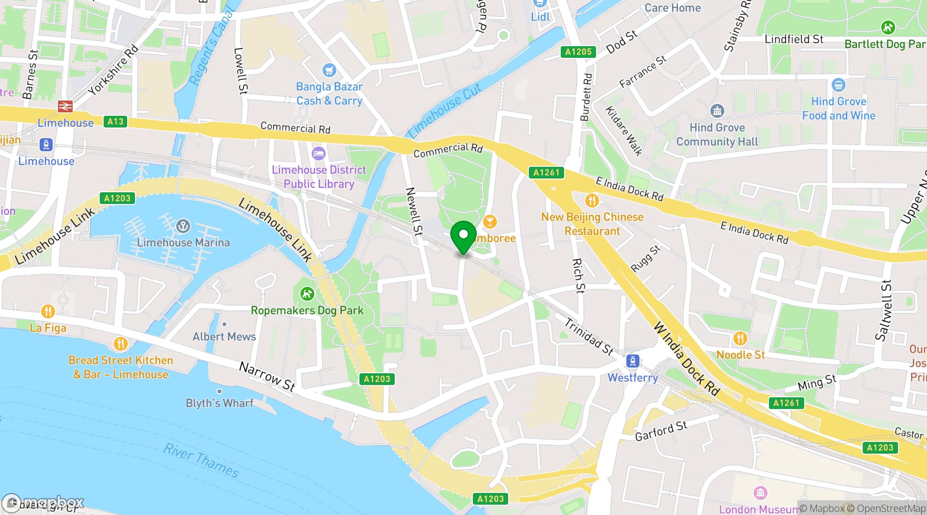 Map showing Hawksmoor300 Limehouse