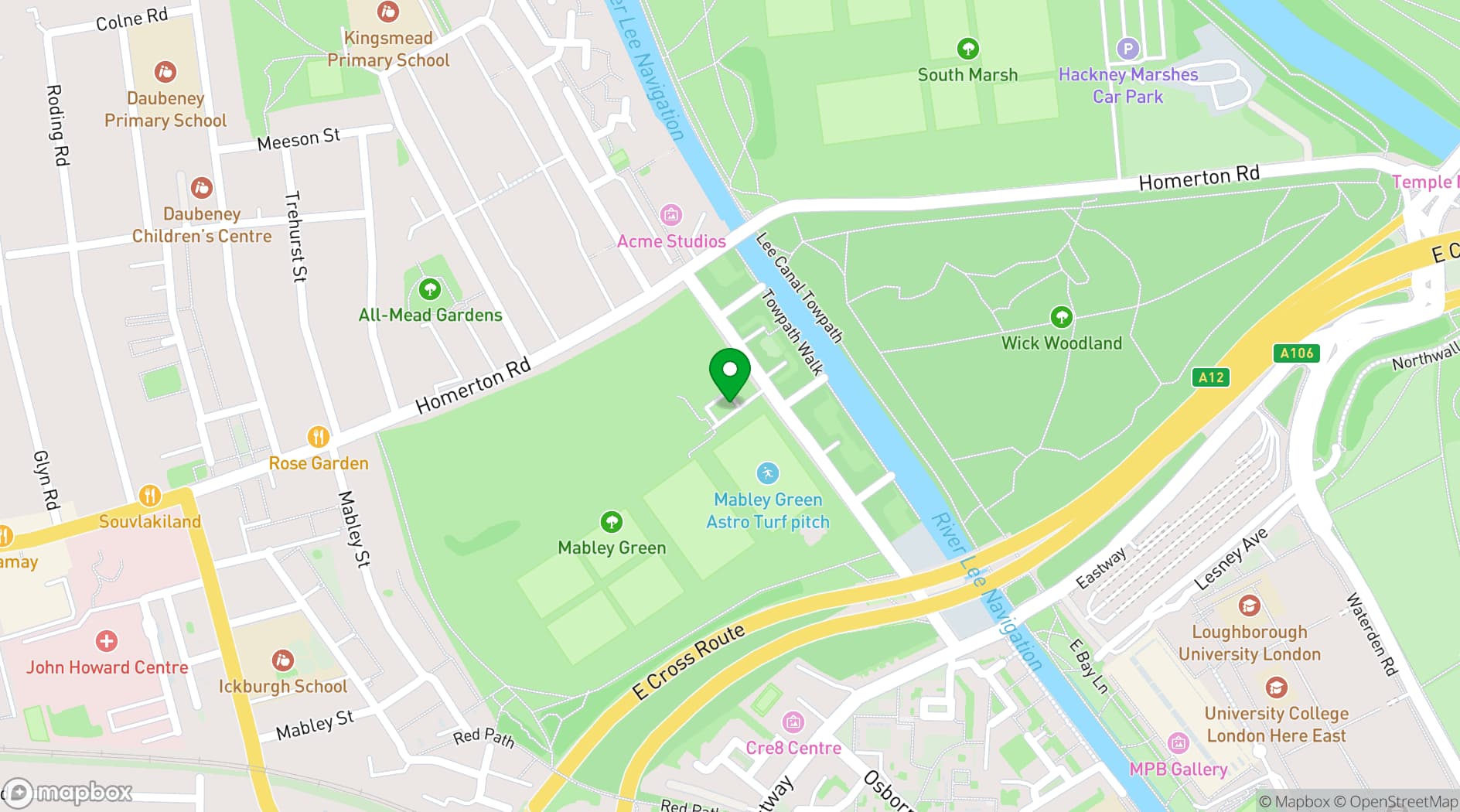 Map showing Mabley Green