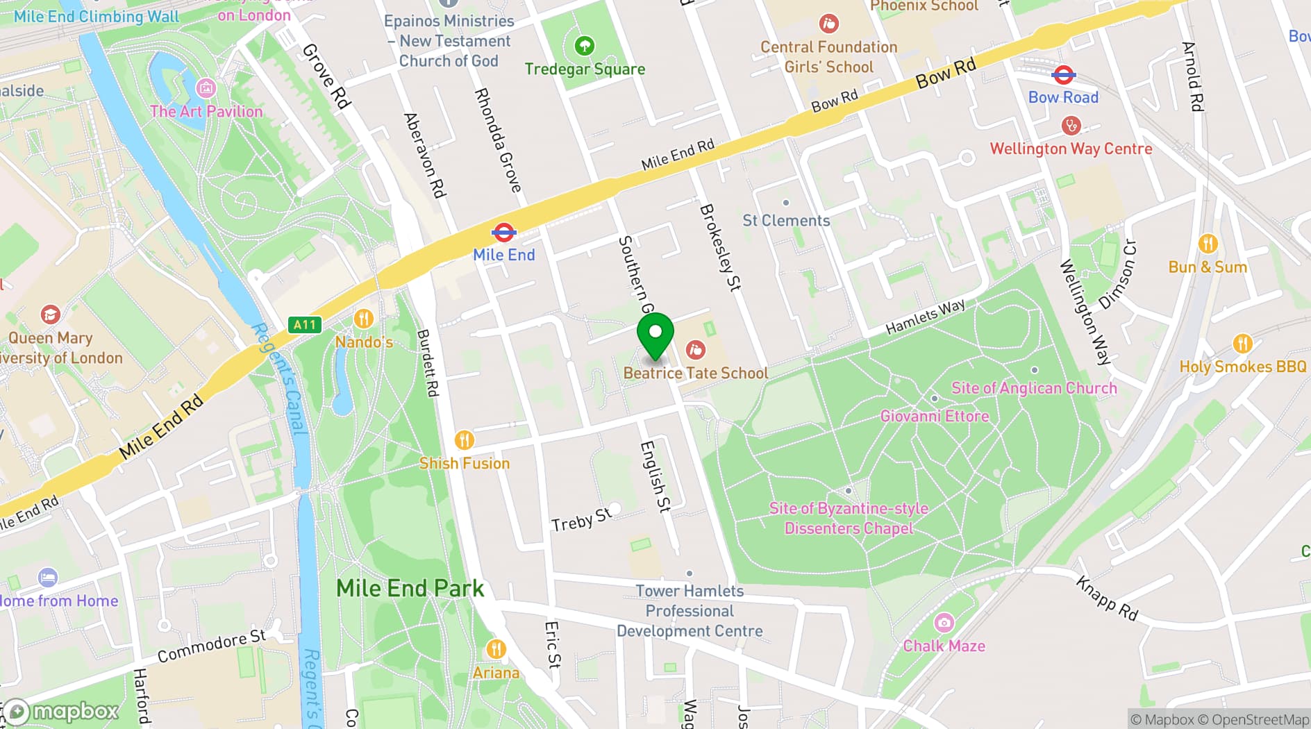 Map showing EastendHomes