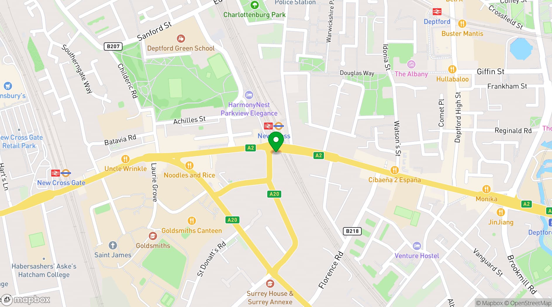 Map showing Amersham Arms