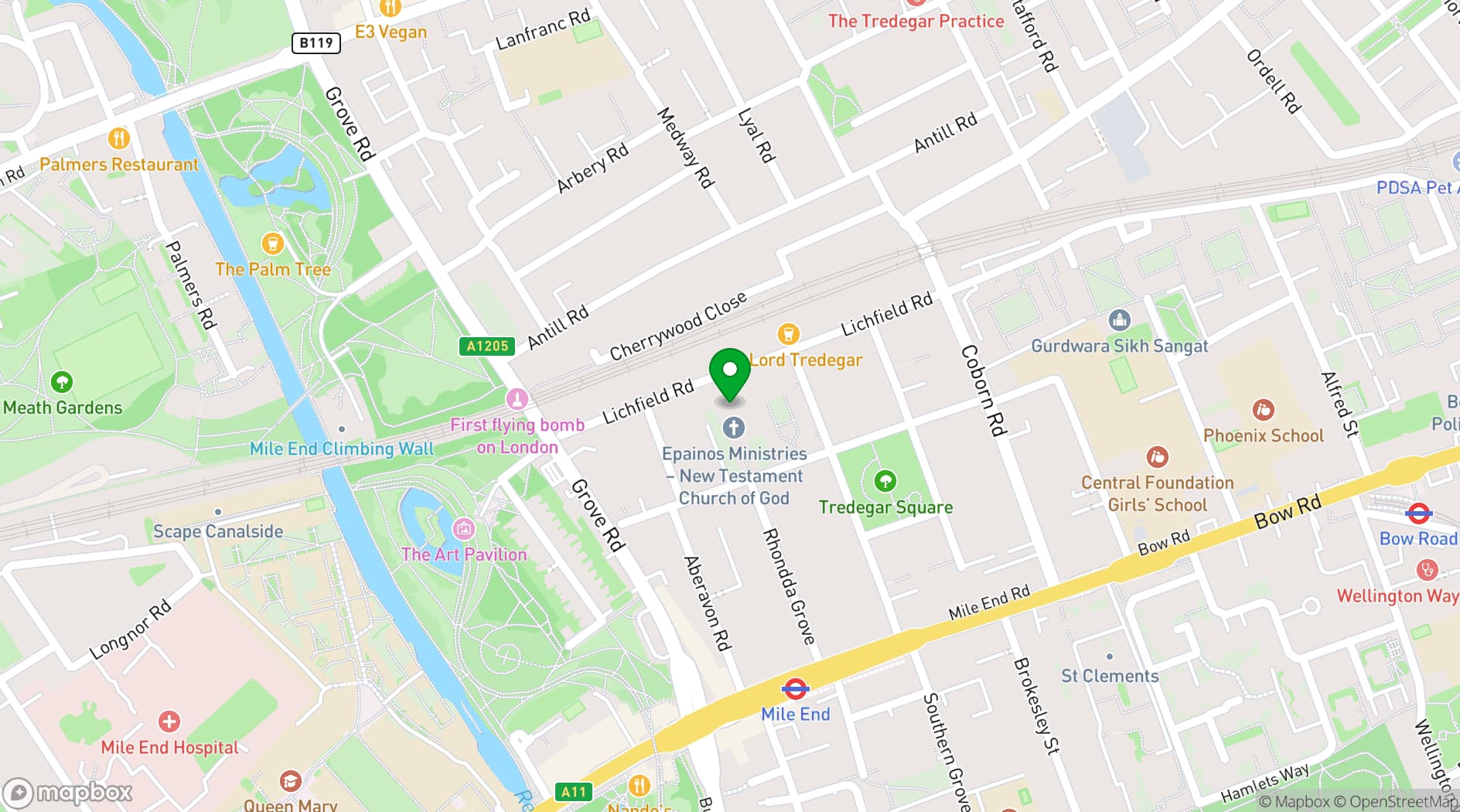 Map showing Heritage & Arts Centre