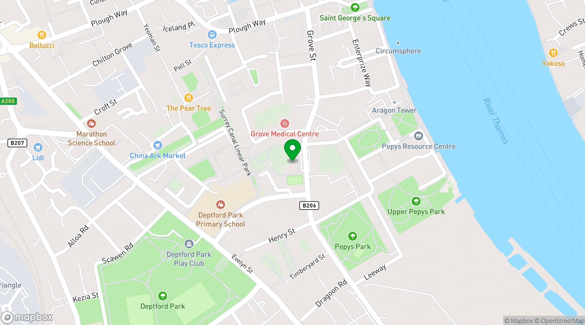 Map showing 2000 Community Action Centre
