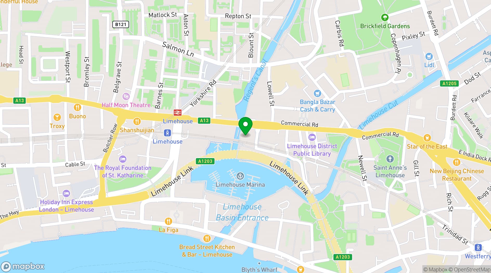 Map showing limehouse