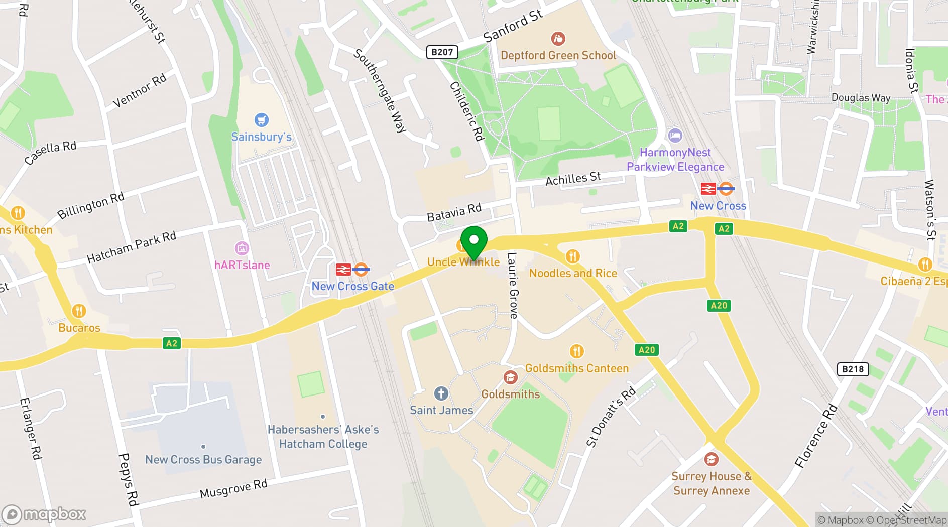 Map showing Deptford Town Hall