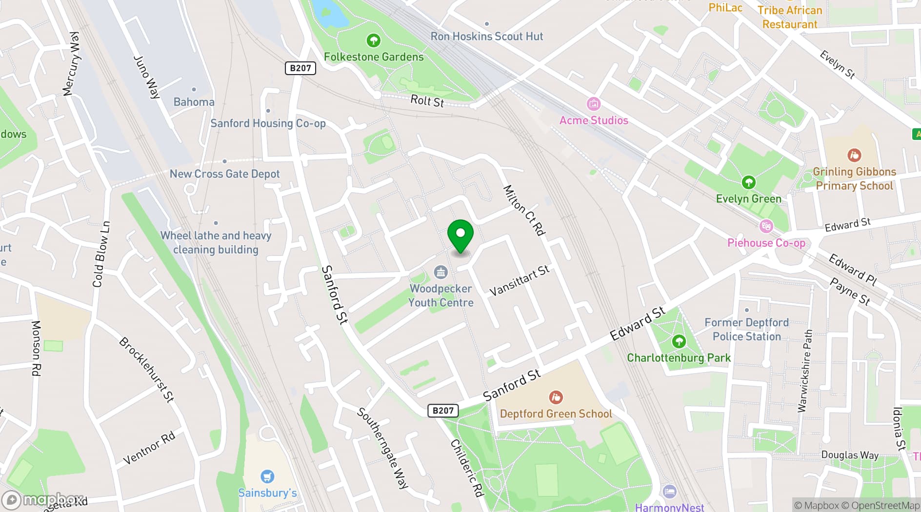 Map showing Woodpecker Community Centre