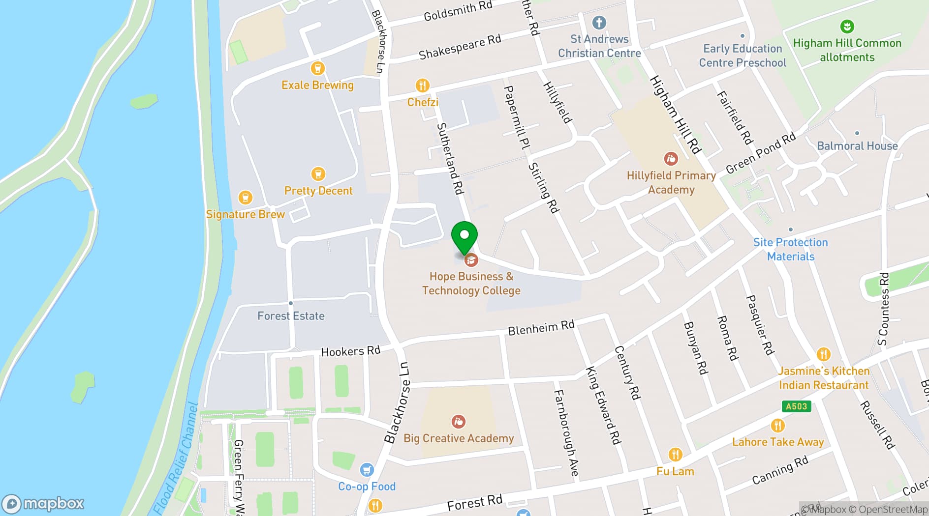 Map showing Burnt Faith Brandy House