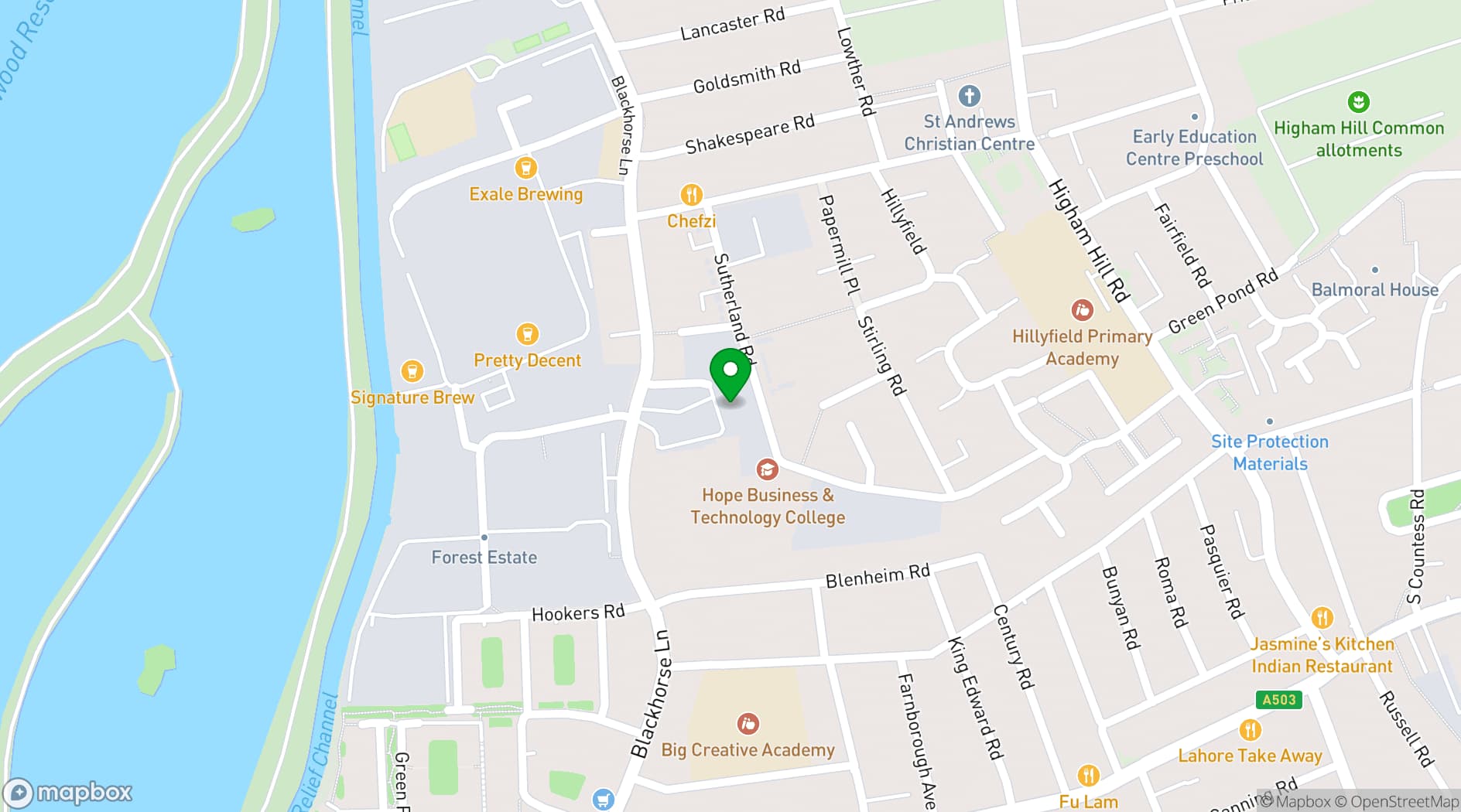 Map showing Pulse Rehearsal Studios