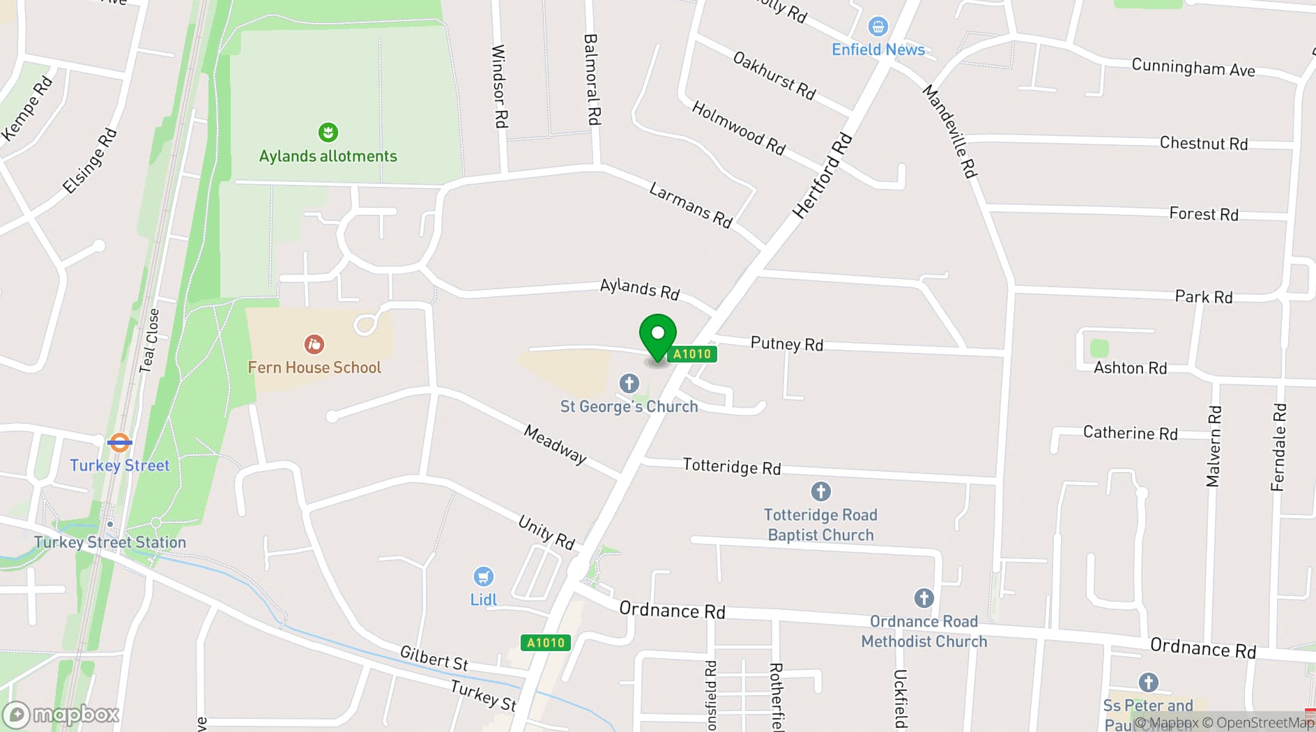 Map showing St George's Parish Hall