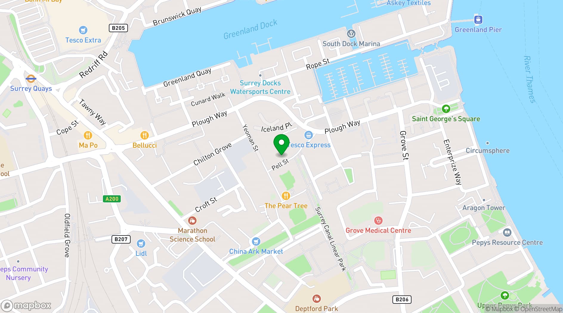 Map showing Cannon Wharf Business Centre