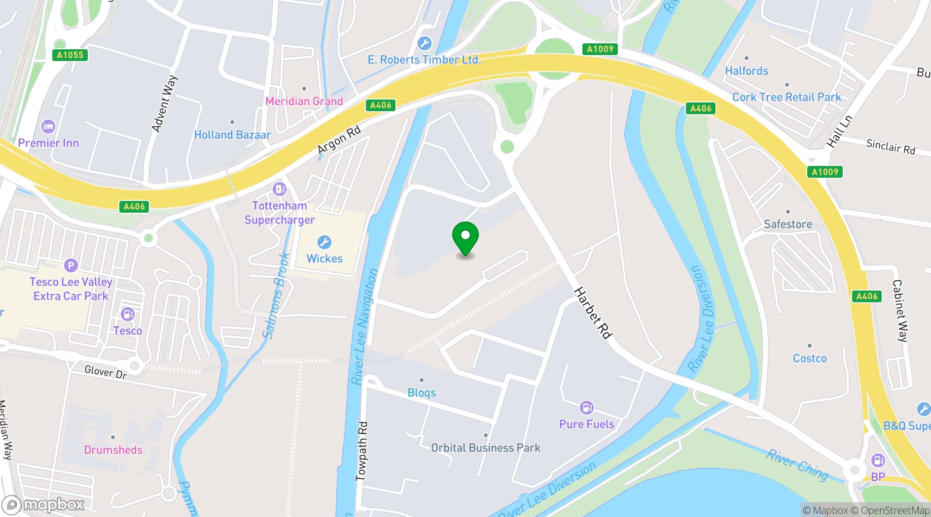 Map showing Troubadour Meridian Water Studios