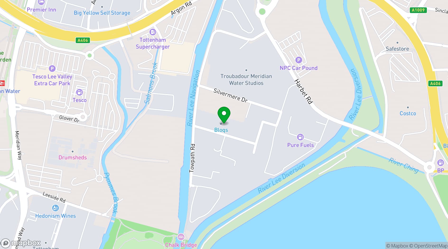 Map showing Bloqs London