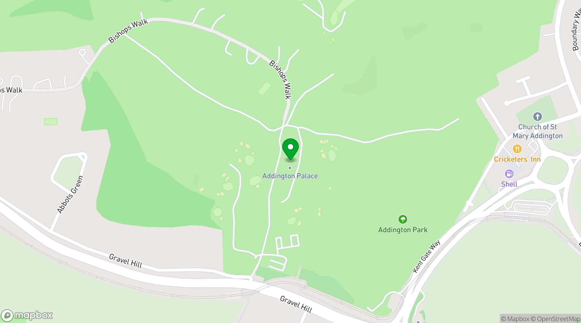 Map showing Addington Palace