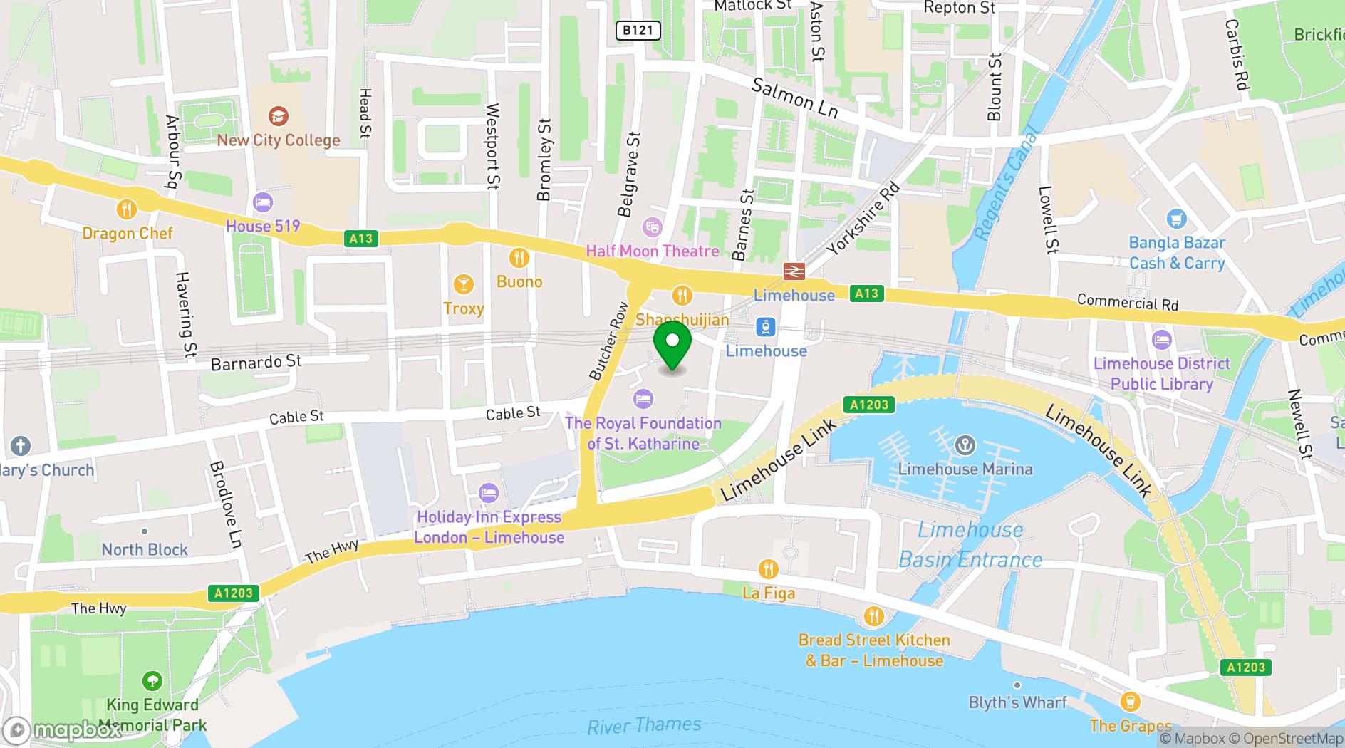 Map showing St Katharine's Precinct