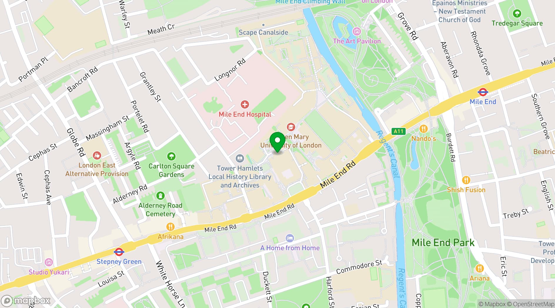 Map showing Queen Mary Weddings