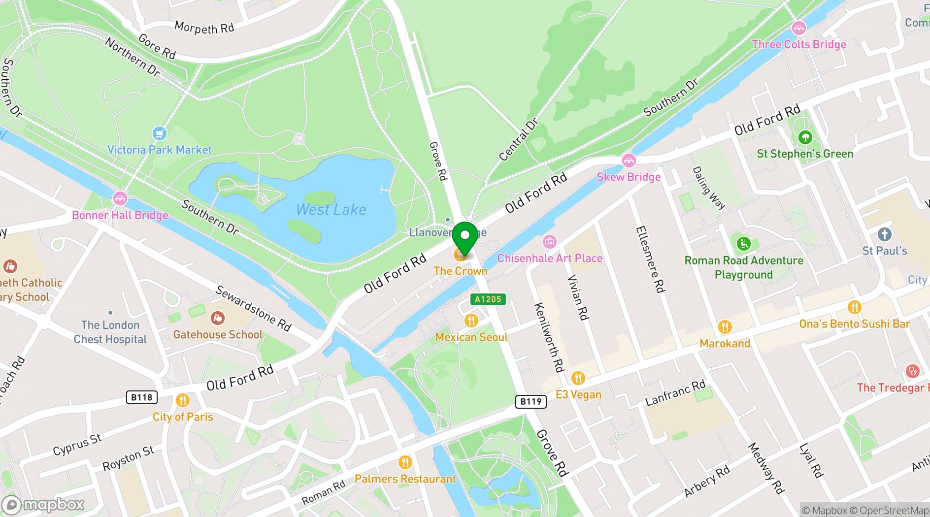 Map showing Regents Lake Banqueting Venue
