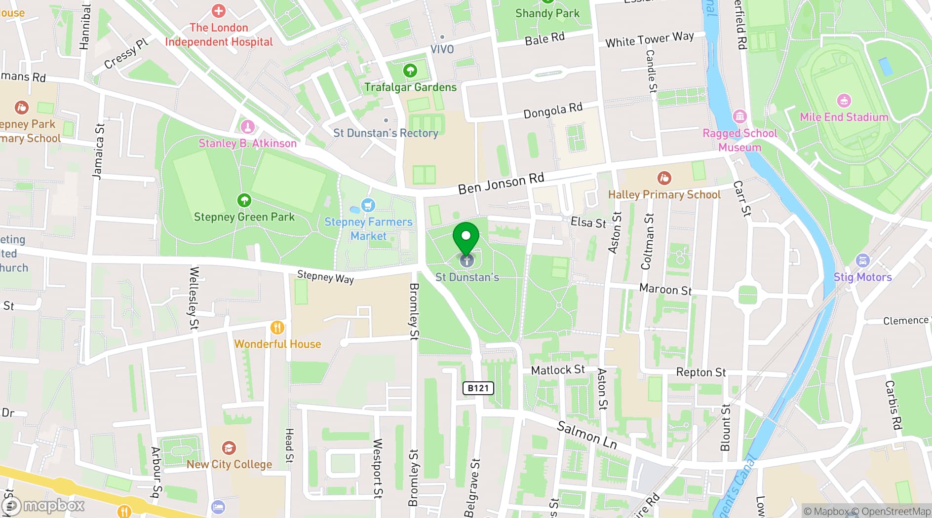 Map showing St Dunstan's Church Hall