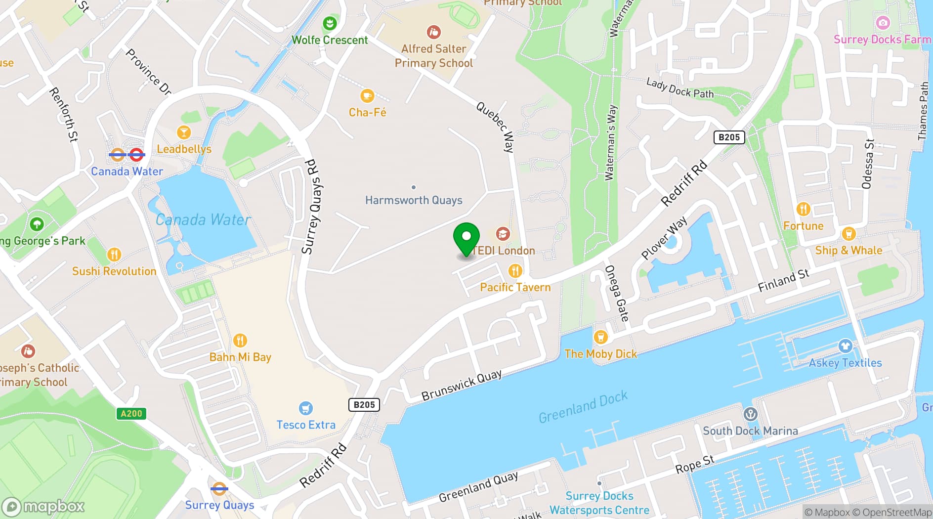 Map showing Paper Garden