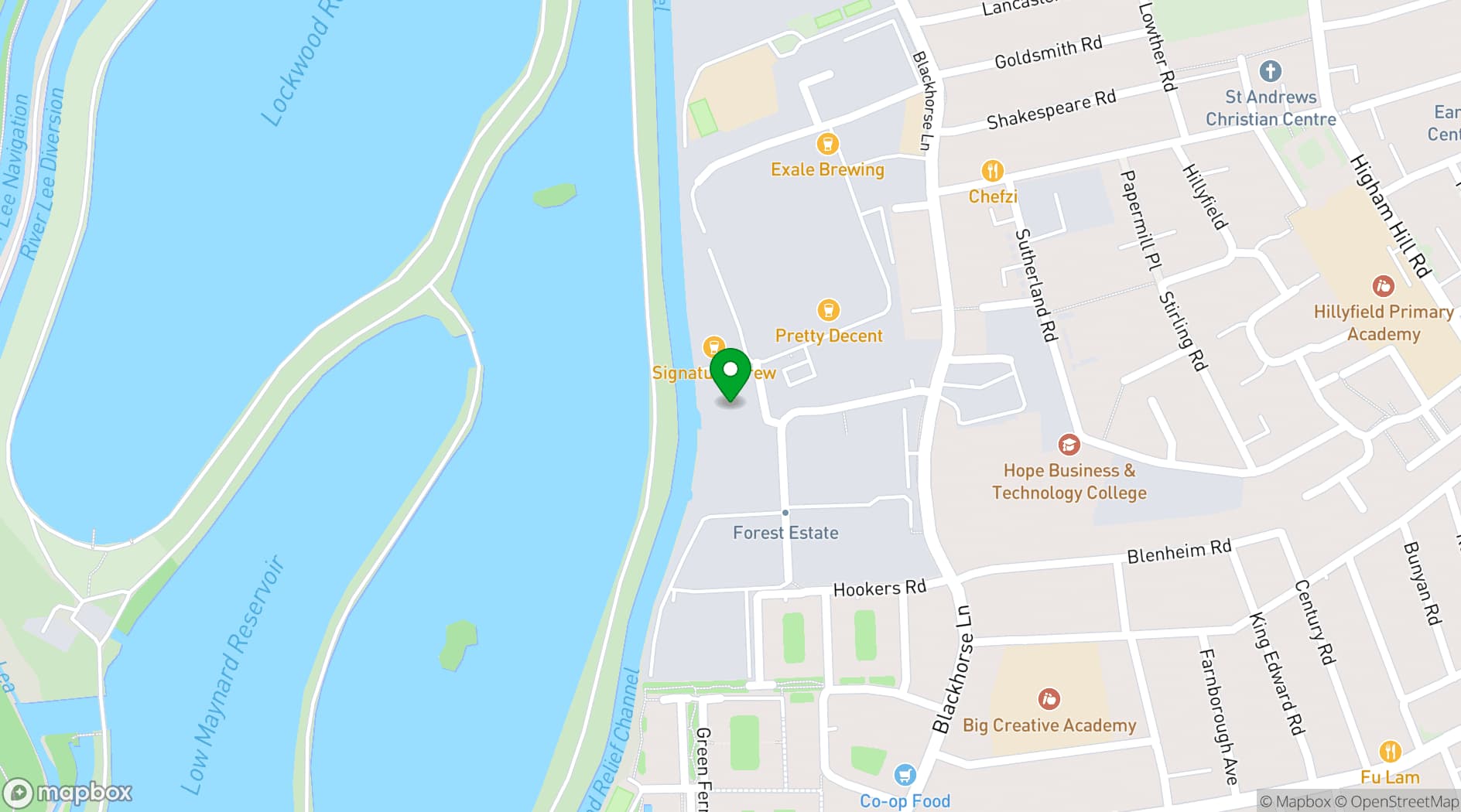 Map showing Exale Taproom
