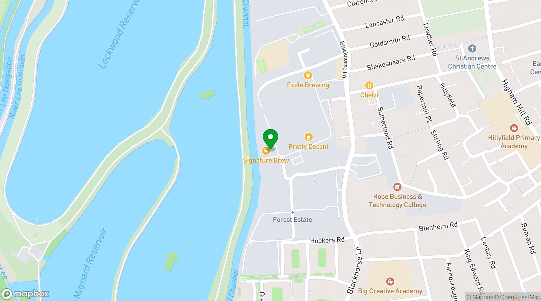 Map showing Signature Brew Blackhorse Road