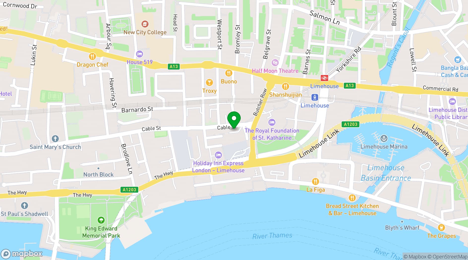 Map showing East London Arts Salon