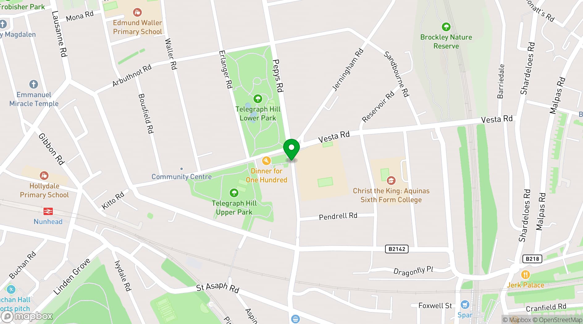 Map showing Telegraph Hill Centre